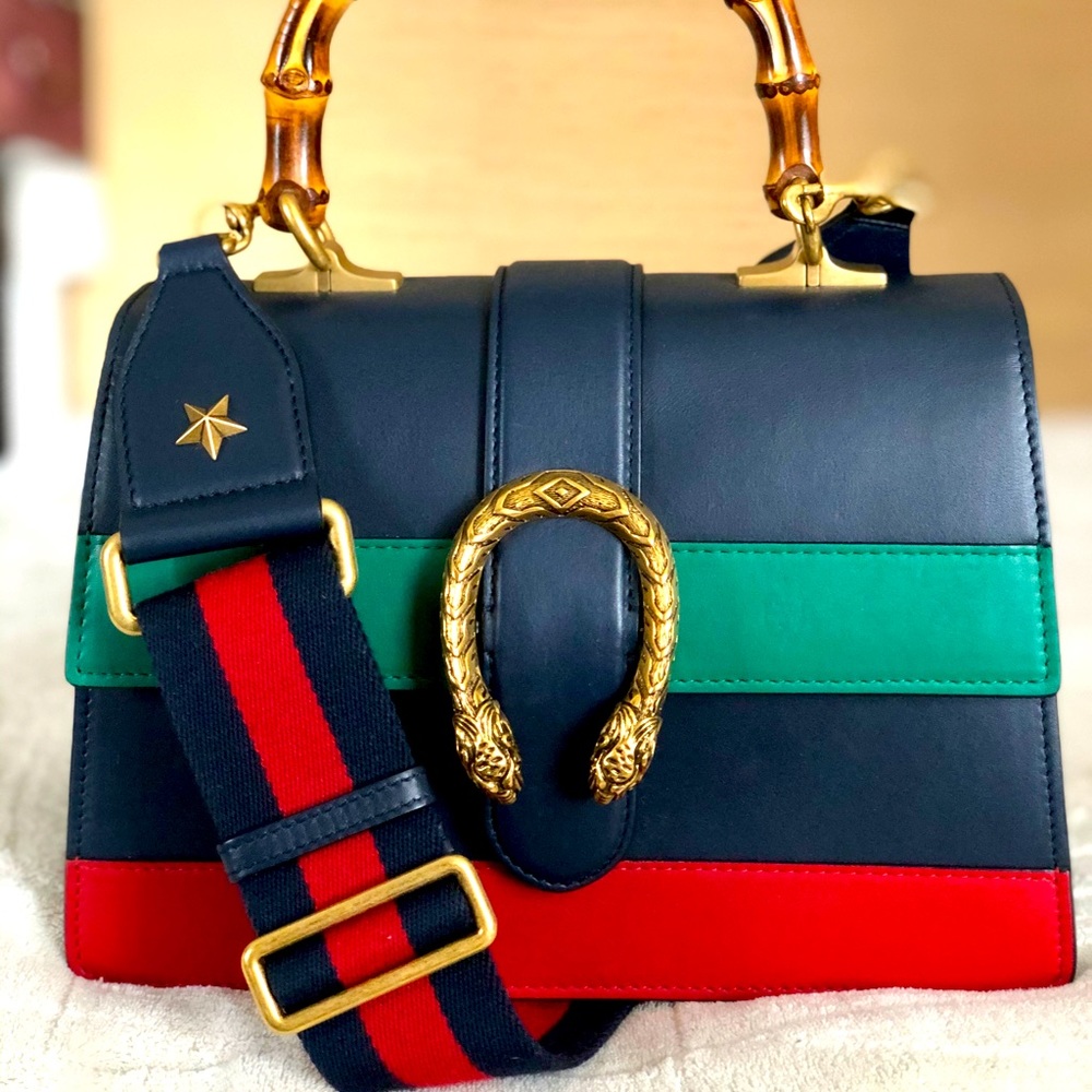 GUCCI Calfskin Bamboo Medium Shoulder Bag